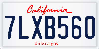 CA license plate 7LXB560
