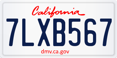 CA license plate 7LXB567