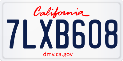 CA license plate 7LXB608