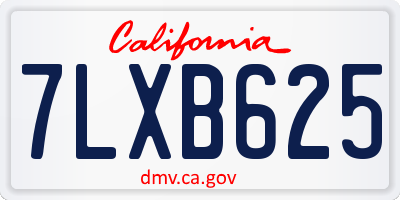 CA license plate 7LXB625