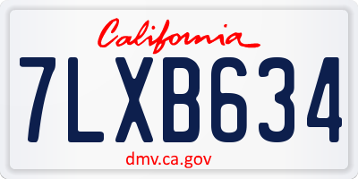 CA license plate 7LXB634