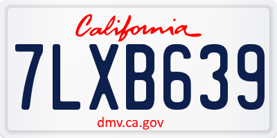 CA license plate 7LXB639