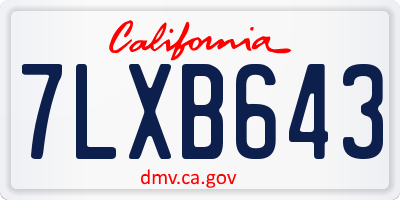 CA license plate 7LXB643