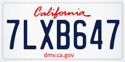 CA license plate 7LXB647