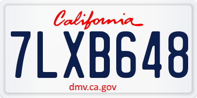 CA license plate 7LXB648