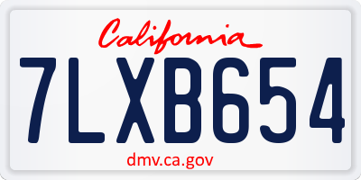 CA license plate 7LXB654