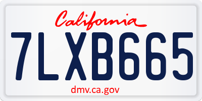 CA license plate 7LXB665