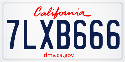 CA license plate 7LXB666