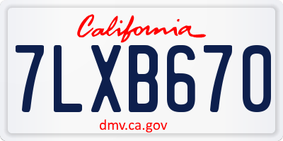 CA license plate 7LXB670