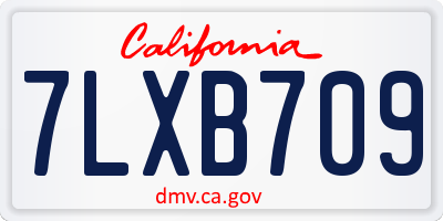 CA license plate 7LXB709