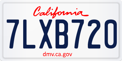 CA license plate 7LXB720