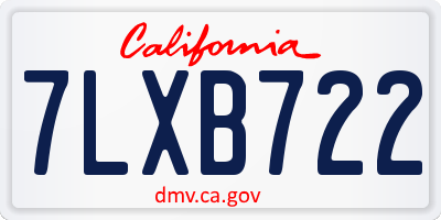 CA license plate 7LXB722