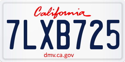 CA license plate 7LXB725