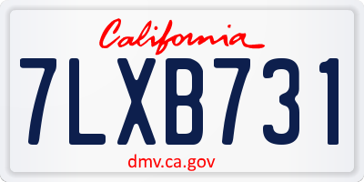 CA license plate 7LXB731
