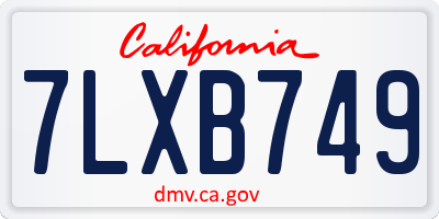 CA license plate 7LXB749