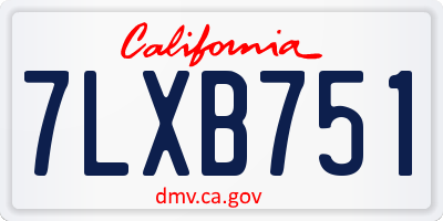 CA license plate 7LXB751
