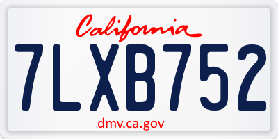 CA license plate 7LXB752