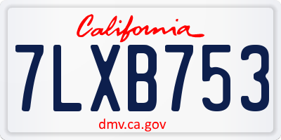 CA license plate 7LXB753