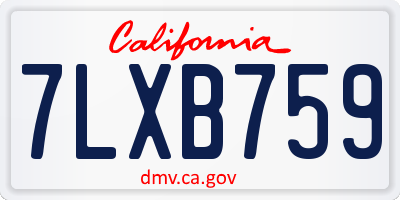 CA license plate 7LXB759