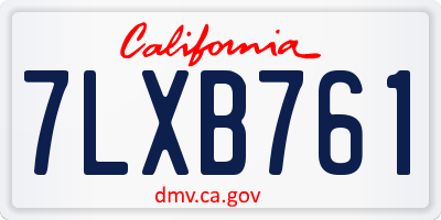 CA license plate 7LXB761