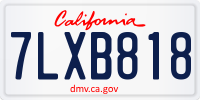 CA license plate 7LXB818