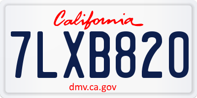CA license plate 7LXB820