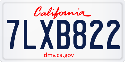 CA license plate 7LXB822