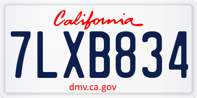 CA license plate 7LXB834