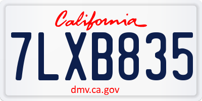CA license plate 7LXB835