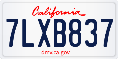CA license plate 7LXB837