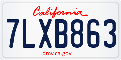 CA license plate 7LXB863