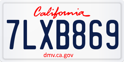 CA license plate 7LXB869