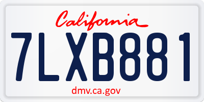 CA license plate 7LXB881