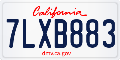CA license plate 7LXB883