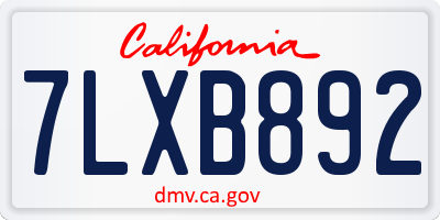 CA license plate 7LXB892
