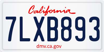 CA license plate 7LXB893