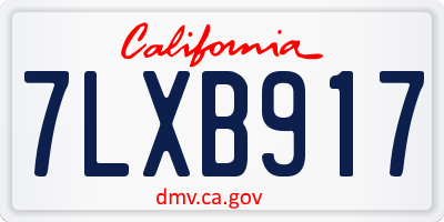 CA license plate 7LXB917