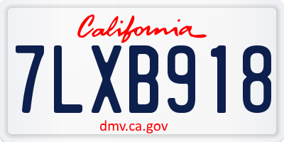 CA license plate 7LXB918
