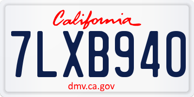 CA license plate 7LXB940