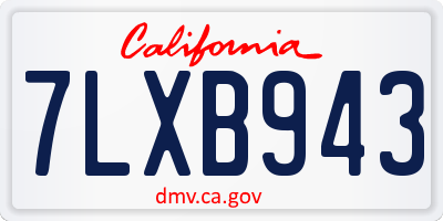 CA license plate 7LXB943