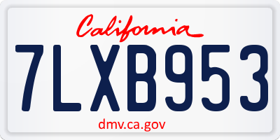 CA license plate 7LXB953