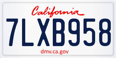 CA license plate 7LXB958