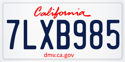 CA license plate 7LXB985
