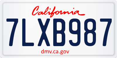 CA license plate 7LXB987