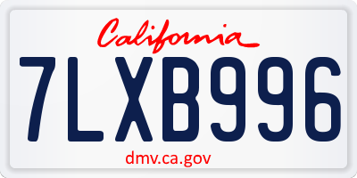 CA license plate 7LXB996