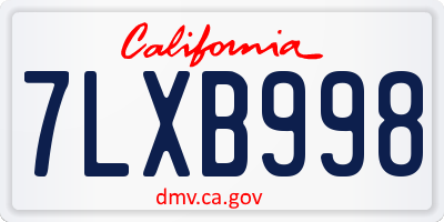 CA license plate 7LXB998