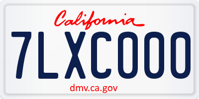 CA license plate 7LXC000