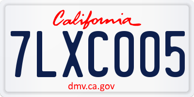 CA license plate 7LXC005
