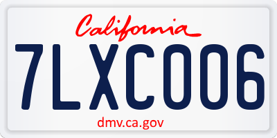 CA license plate 7LXC006
