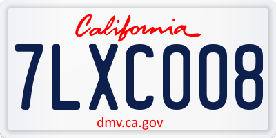 CA license plate 7LXC008